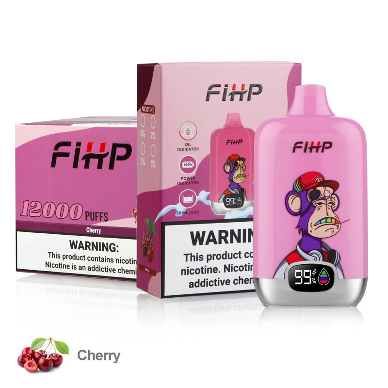 FIHP 12K Cherry disposable vape with retail box shown on a white background.