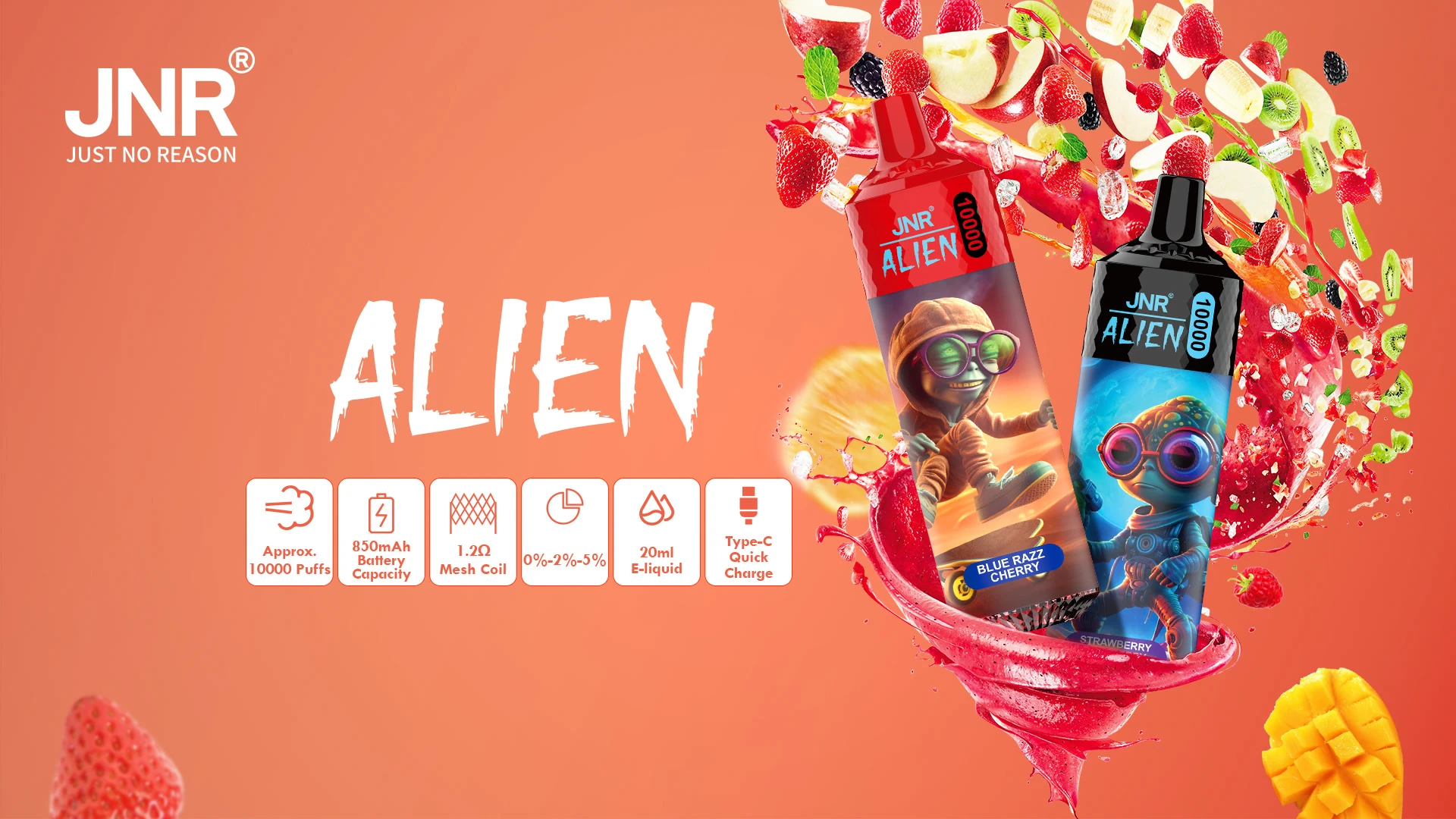 JNR Alien 10K close-up detail image highlighting the device branding area.