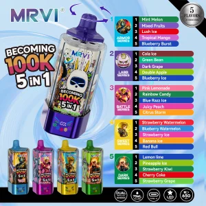 MRVI BECOMING 100,000-Puff 5-in-1 Multi-Flavor Disposable Vape - Dual Level Display & Dual Mesh Coil