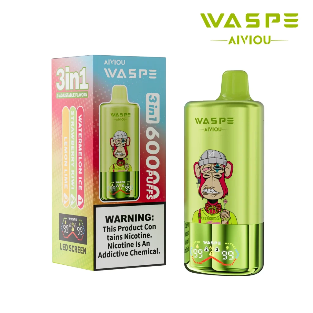 WASPE AVIOU 60,000-Puff product image for Watermelon Ice & Strawberry Kiwi & Lemon Lime flavor combination.
