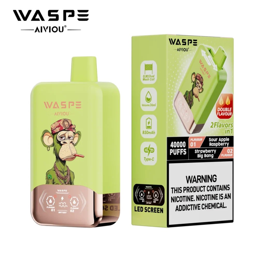 WASPE Original 40,000-Puff product image for Fizzy Cherry Ice and Blueberry Cotton Candy flavor combination.